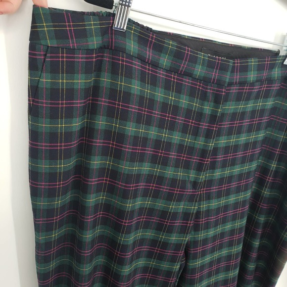 Talbots Plaid Hampshire Ankle Pants 22W Straight Leg Wool Blend High Rise Green - Picture 7 of 13